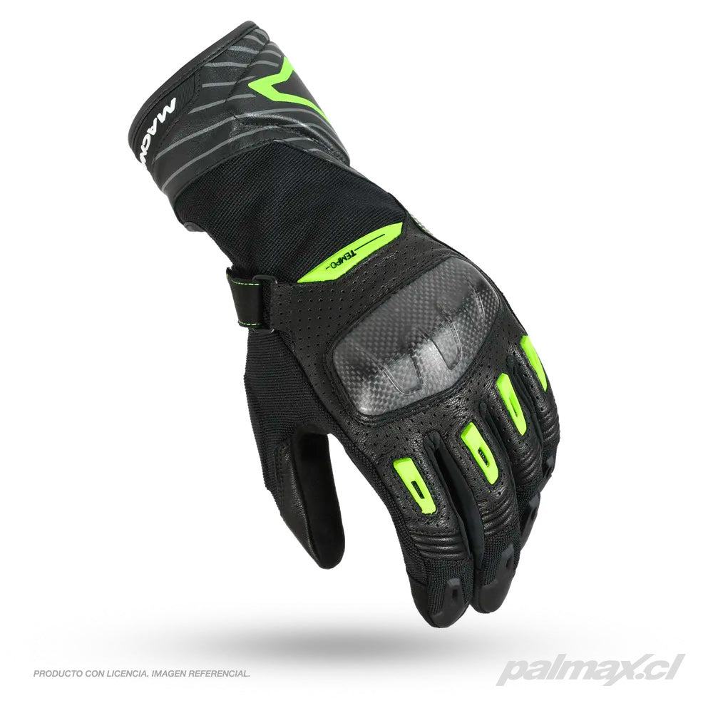 Guantes para moto de calle modelo Tempo color negro/fluo | Macna